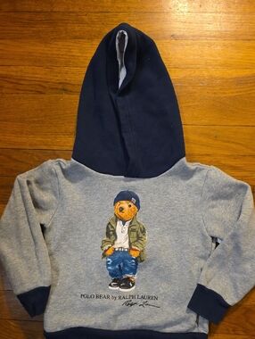 Ralph Lauren Grey & Navy Hoodie with Polo Bear Patch
